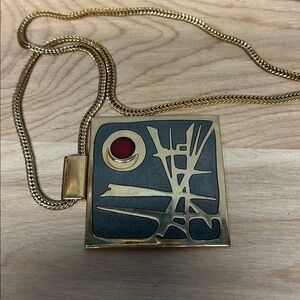 Vintage De Passille Sylvestre Enamel Pendant Necklace: Abstract Art, Signed